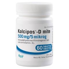 KALCIPOS-D MITE tabletti, kalvopäällysteinen 500 mg/5 mikrog 60 kpl